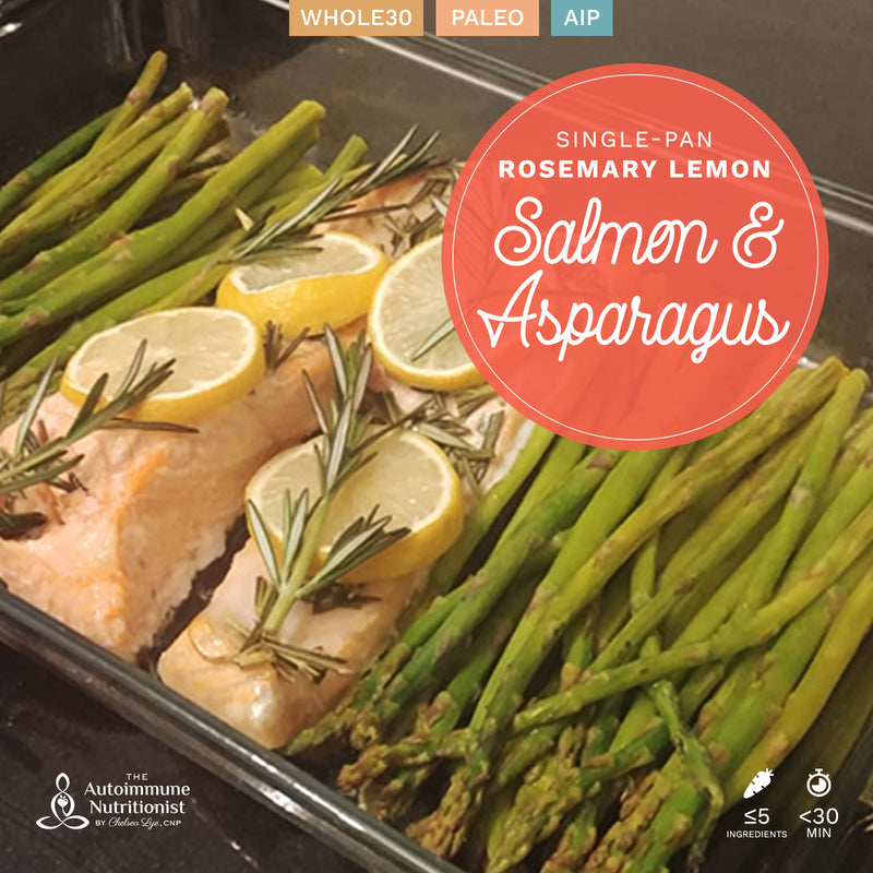 Single-Pan Rosemary Lemon Salmon and Asparagus (AIP, Whole 30, Paleo)